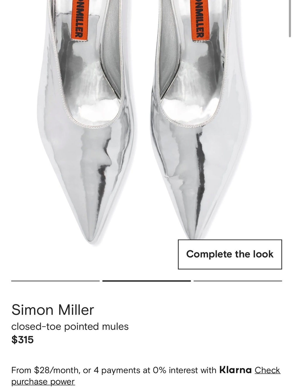 Simon Miller Metallic Silver Pointed-Toe Slip-On Mules - Picture 4 of 9